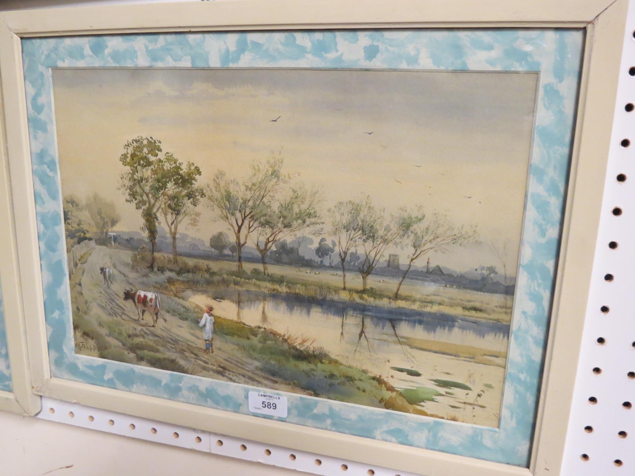 Appraisal: Charles Frederick Allbon - pair of watercolours riverscapes with farm