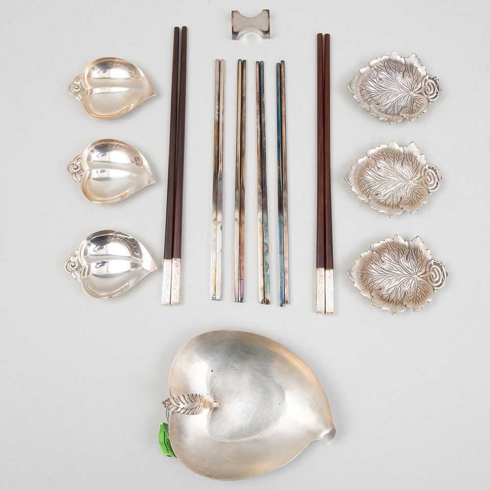 Appraisal: Group of Silver Table Wares Variously marked Comprising Six pairs