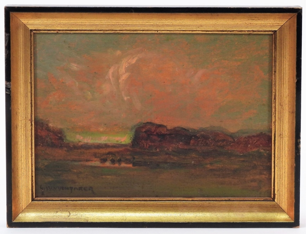 Appraisal: GEORGE WHITAKER SUNSET LANDSCAPE PAINTING Rhode Island New York Massachusetts