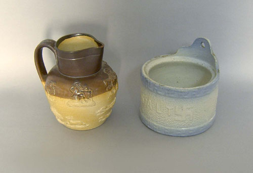 Appraisal: Doulton stoneware pitcher h together with a salt box h