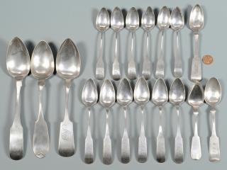 Appraisal: Grouping of Coin Silver Spoons Grouping of eighteen coin silver