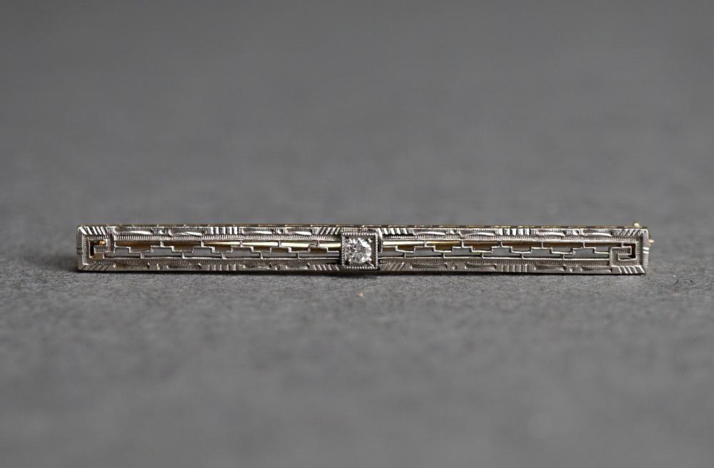 Appraisal: -KARAT YELLOW-WHITE GOLD AND DIAMOND BAR PIN GROSS DWT W