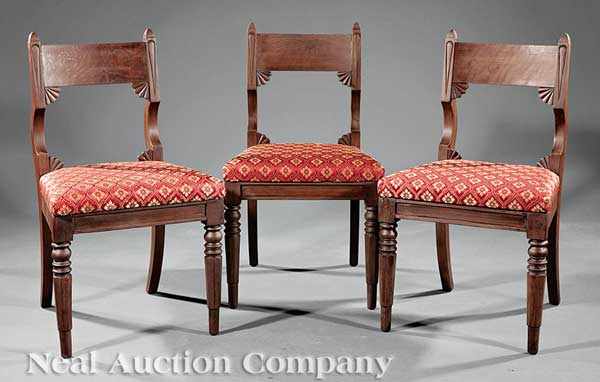 Appraisal: A Set of Three American Classical Mahogany and Burlwood Side