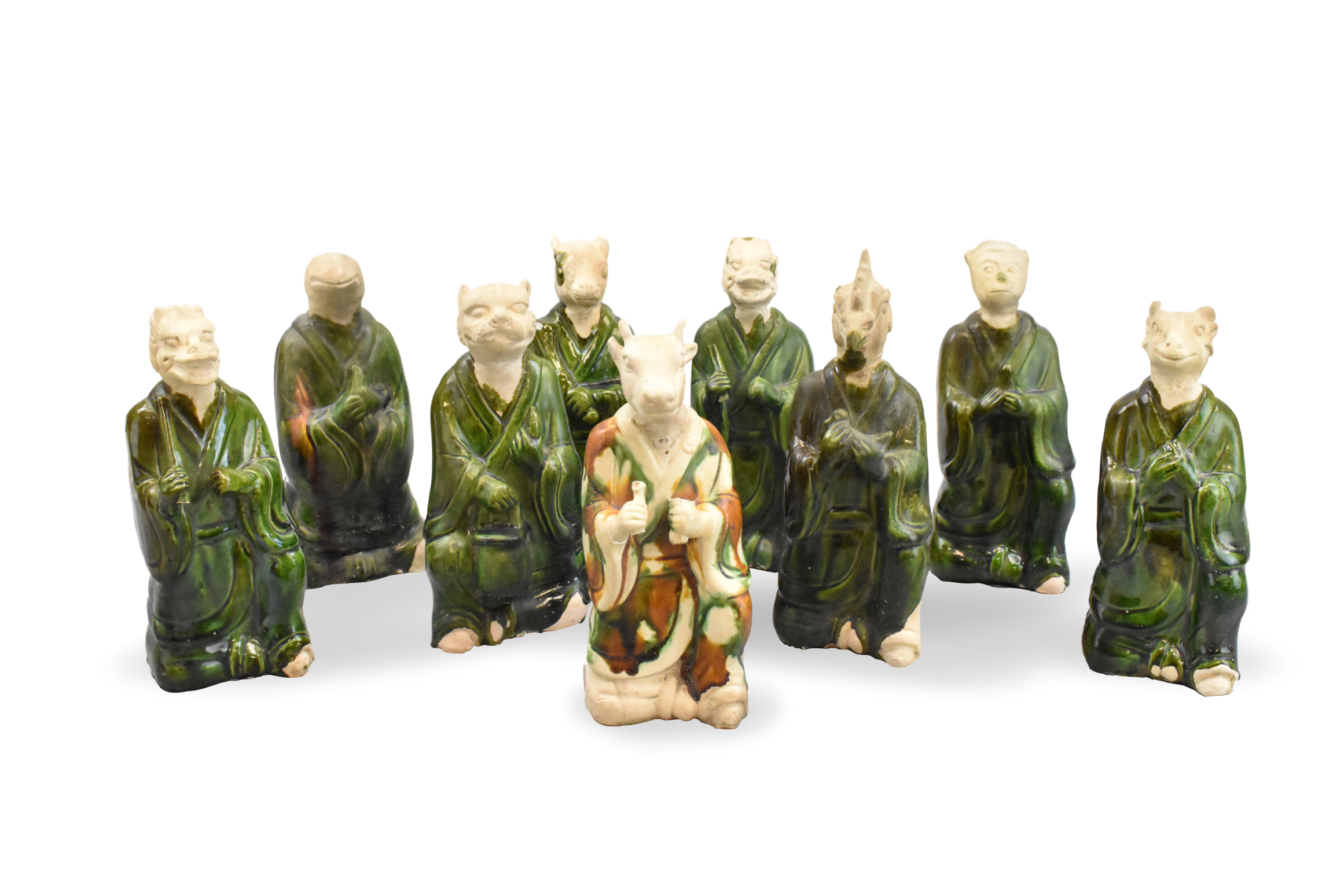 Appraisal: A group of Chinese sancai glazed Zodiac figures dating from