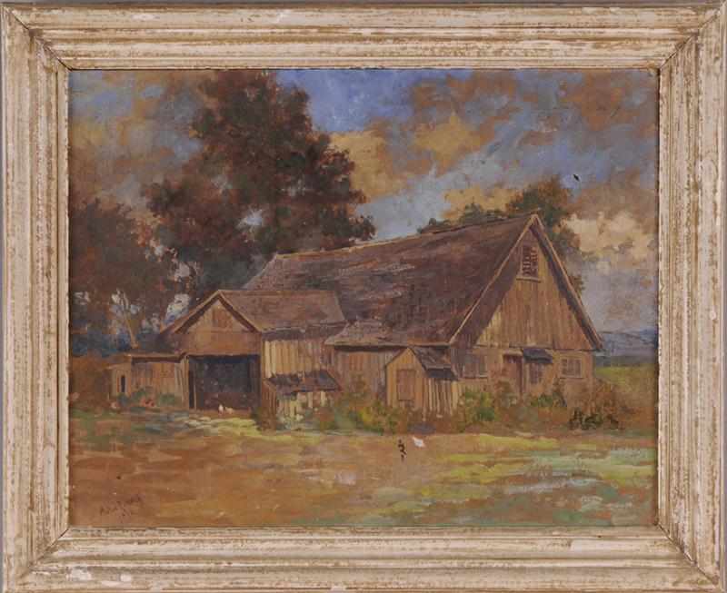 Appraisal: ANTON RUDERT - ON THE FARM Oil on canvasboard signed