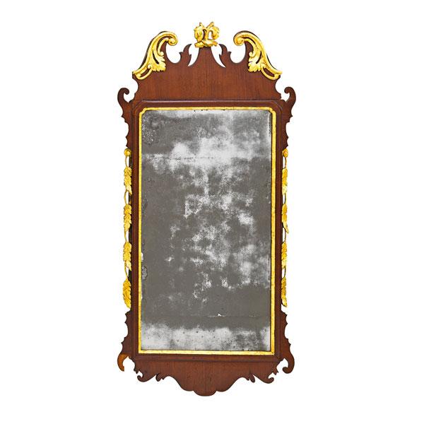 Appraisal: GEORGE III MIRROR Mahogany with gilded decoration original glass England