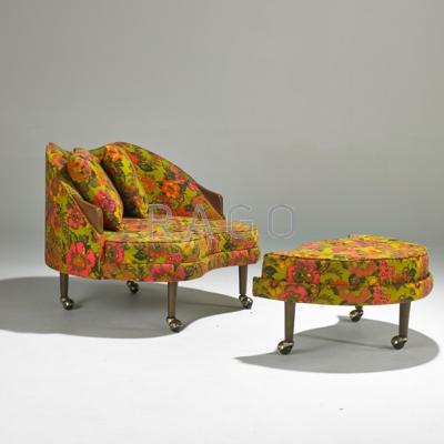 Appraisal: ADIAN PEARSALL CRAFT ASSOCIATES Lounge chair and ottoman Wilkes Barrie