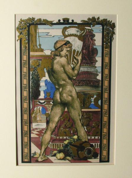 Appraisal: Georges Desvallieres France - 'Porteur d'Amphore' Color lithograph x in