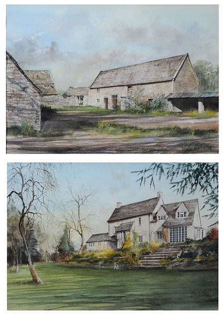 Appraisal: Ken Messer British b A farmhouse and gardens signed and