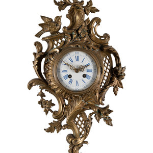 Appraisal: A French Gilt Bronze Cartel Clock Late th Century Height