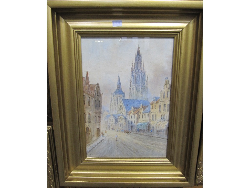 Appraisal: E JERVIS Watercolour 'Antwerp' signed