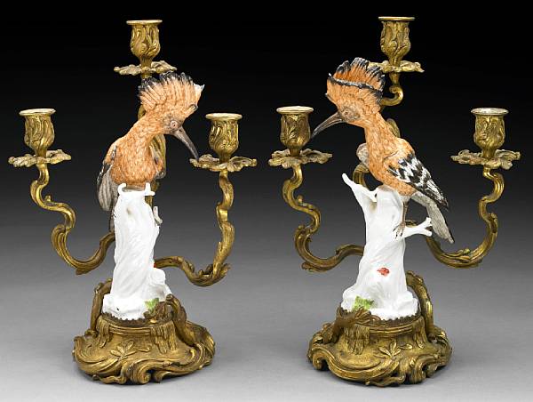 Appraisal: A pair of Louis XV style gilt bronze mounted porcelain