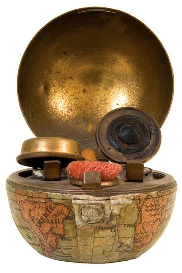 Appraisal: MINIATURE GLOBE late th-centuryA novelty miniature desk set N p