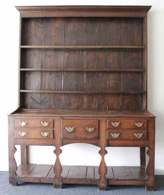 Appraisal: An early th Century oak dresser Cardiganshire circa with rack