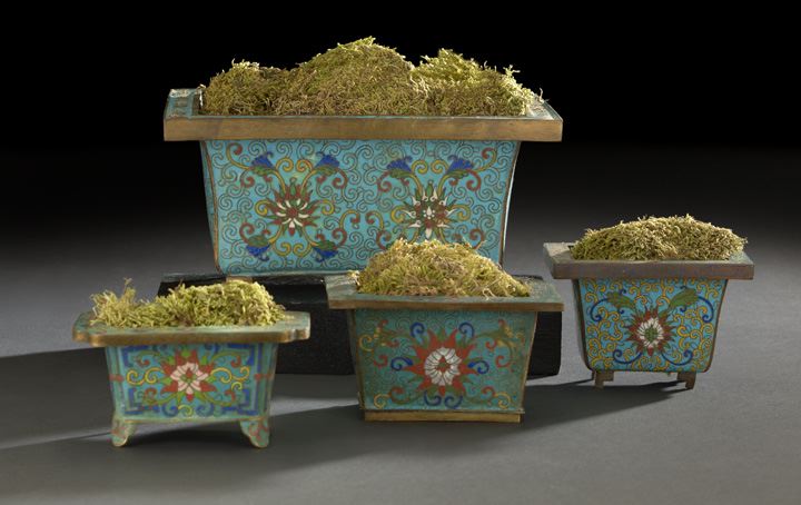 Appraisal: Group of Four Chinese Cloisonne Planters th century each of