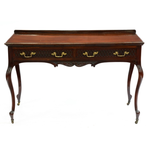 Appraisal: A blind fret carved mahogany side table on cabriole legs