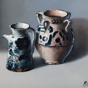 Appraisal: Manuel Blesa English th Century Two Jugs oil on canvas