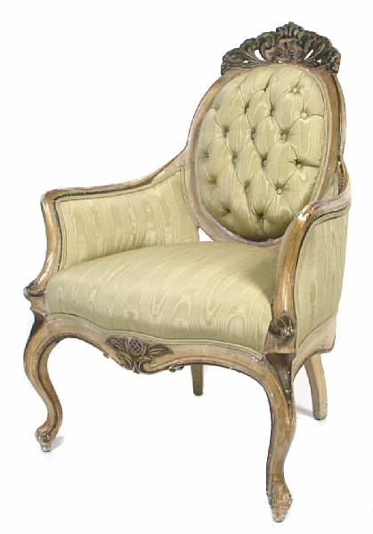 Appraisal: An Italian Rococo paint decorated armchair height in width in