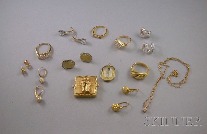 Appraisal: Group of Gold Jewelry including earrings rings and two gold