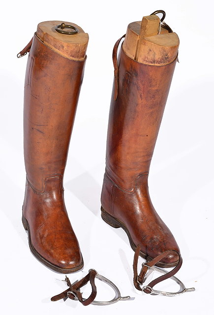 Appraisal: Pair of leather riding bootswith wood trees and a pair