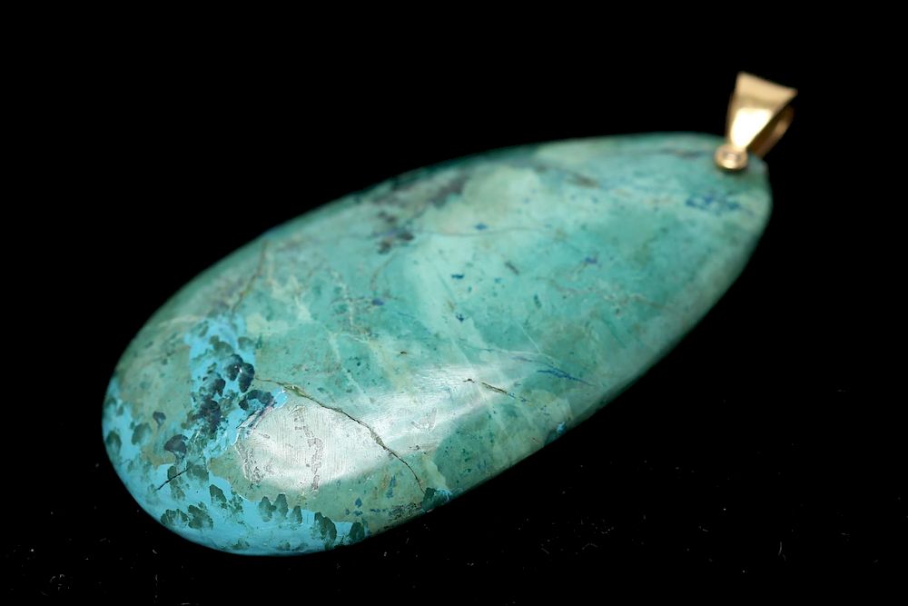 Appraisal: Turquoise Pendant Pear-Shaped with K Gold Turquoise pendant a large