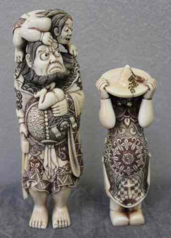 Appraisal: Two Asian Ivory Figures Dyed colors From a Jamaica NY