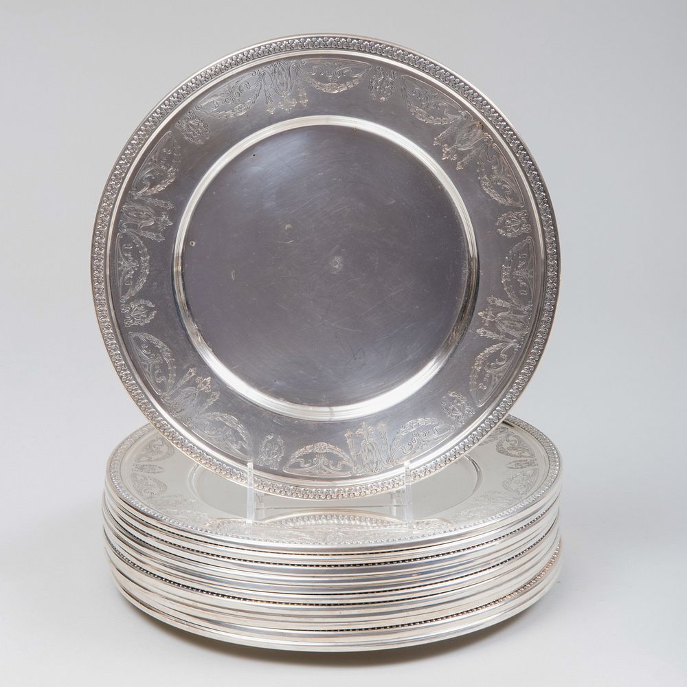 Appraisal: Set of Twelve American Silver Place Plates Marked 'Sterling' in