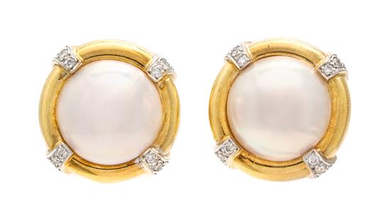 Appraisal: Sale Lot A Pair of Karat Yellow Gold Mabe Pearl