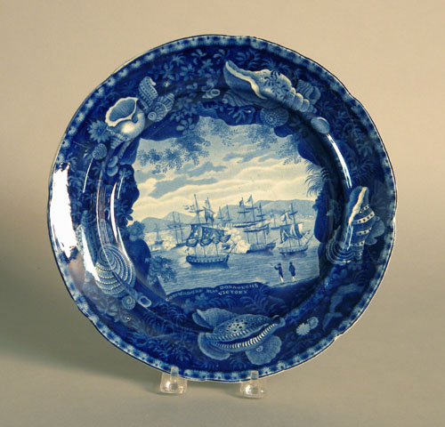 Appraisal: Historic blue Staffordshire plate th c depicting Commodore MacDonnoughs victory