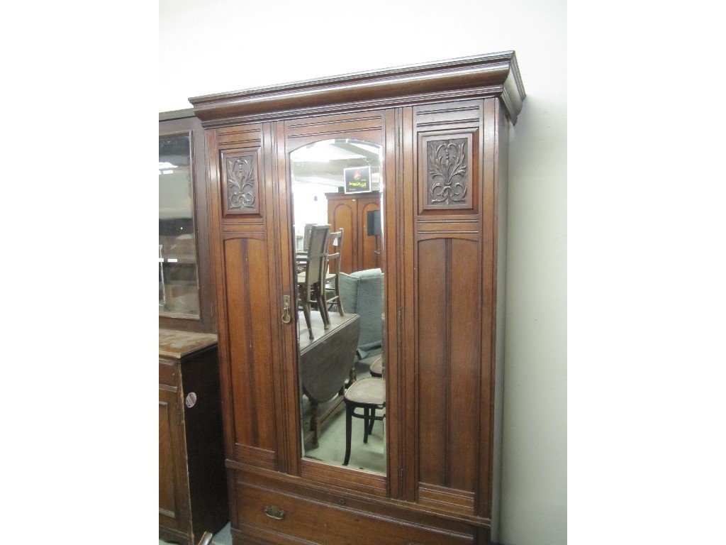 Appraisal: Victorian mahogany mirror door wardrobe