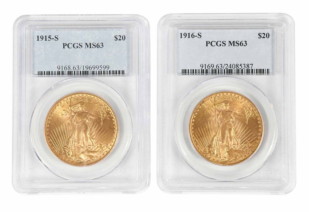 Appraisal: Two San Francisco St Gaudens Gold Coins fineness -S -SNote