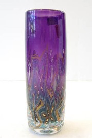 Appraisal: SIGNED ART GLASS VASE WITH GOLD INCLUSIONS