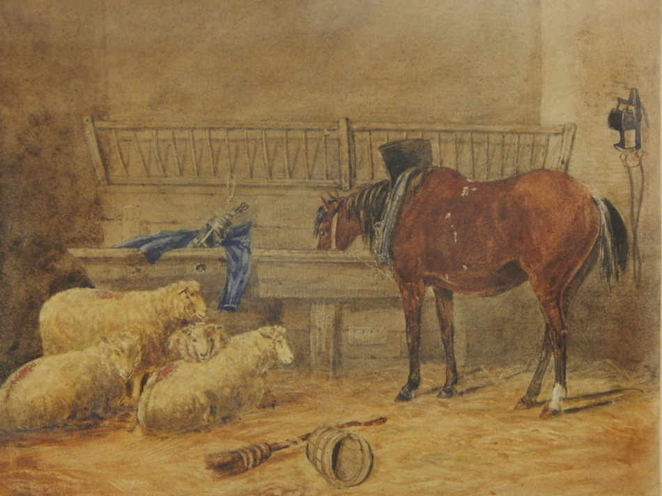 Appraisal: thC British School Horse in stable watercolour cm x cm