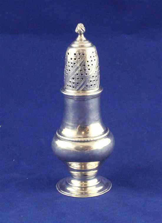 Appraisal: A George III silver sugar caster of baluster form with