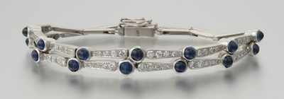 Appraisal: A Set of Two Diamond and Sapphire Cabochon Bracelets k