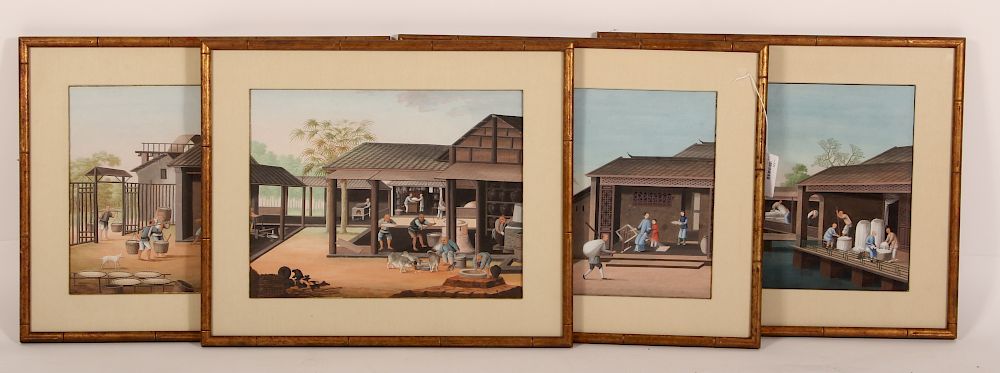 Appraisal: Set Chinese Watercolors Workers at Various Trades circa x framed