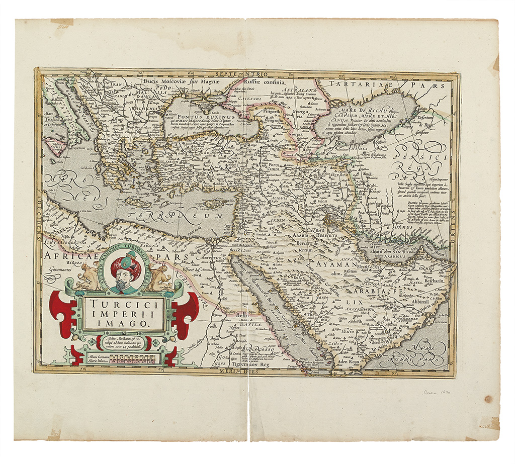 Appraisal: HONDIUS FAMILY Turcici Imperii Imago Double-page engraved map of the