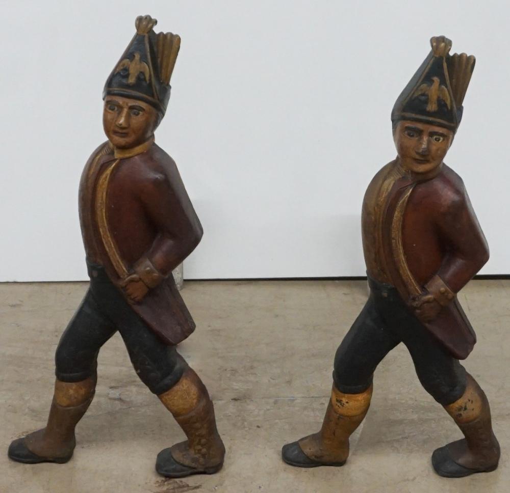 Appraisal: PAIR OF FEDERAL STYLE 'HESSIAN' ANDIRONS H IN CM Pair