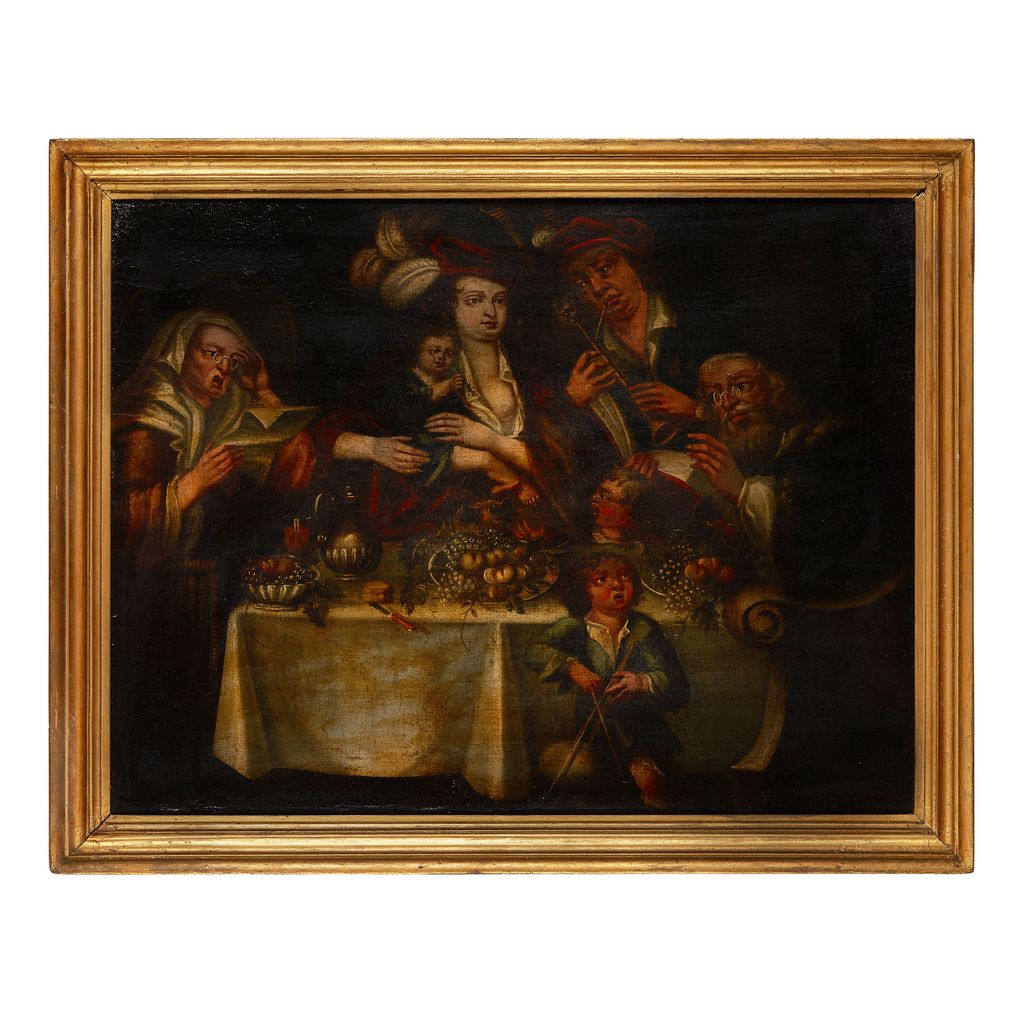 Appraisal: TH CENTURY PROVINCIAL SCHOOL THE BANQUET oil on canvas cm