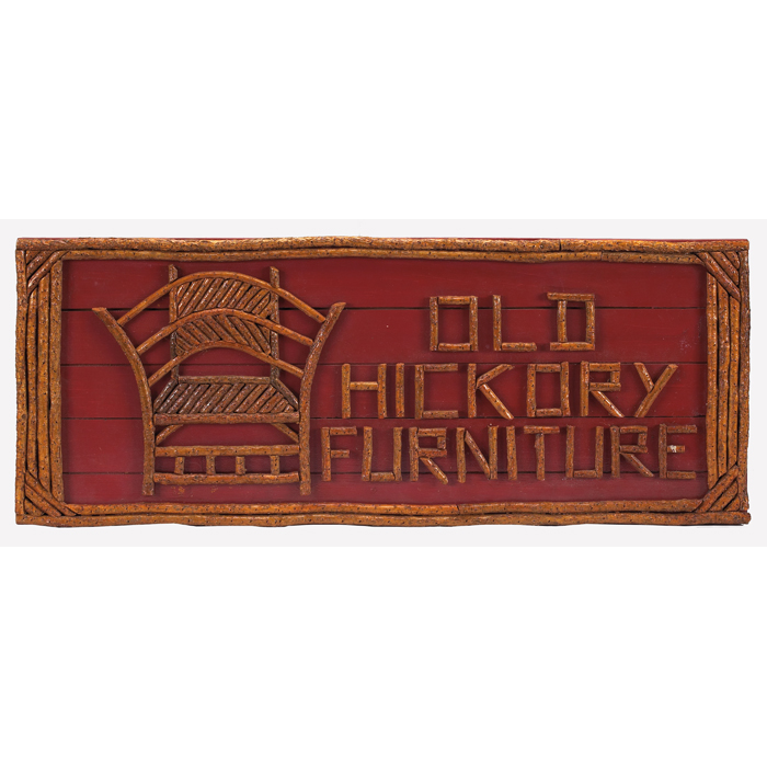 Appraisal: Old Hickory advertisement sign mounted on a red board ''