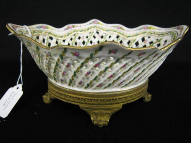 Appraisal: Sevres Porcelain Basket with ormoulu bronze base x oval tall