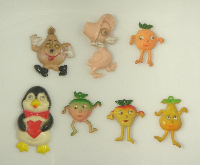 Appraisal: googly eye vegetable refrigerator magnets soft rubber plastic penguin googly