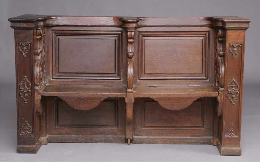 Appraisal: ITALIAN RENAISSANCE CARVED OAK TWO-SEAT CASSAPANCA The back with fielded