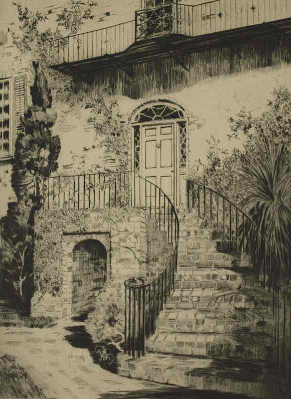 Appraisal: HUTTY Alfred American - ''Doorway on Tradd Street'' Etching ''