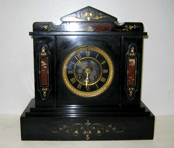 Appraisal: CONTINENTAL MARBLE CASED MANTEL CLOCK High polished Belgian black marble