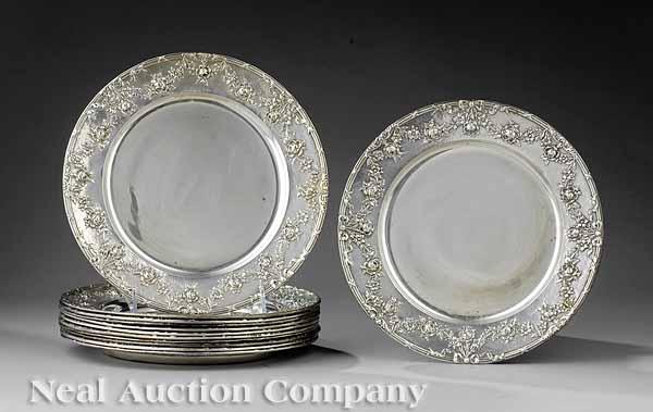 Appraisal: A Set of Twelve American Sterling Silver Service Plates Gorham