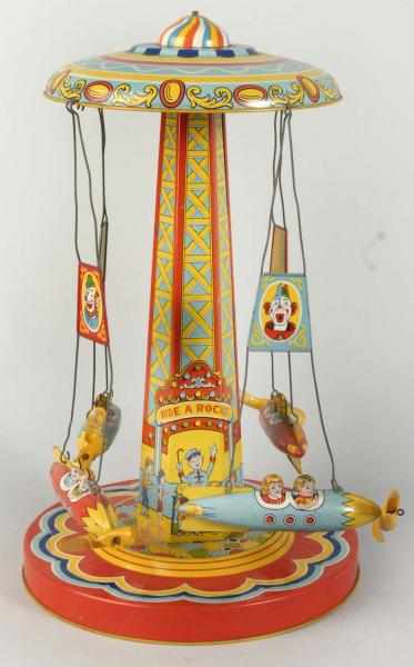 Appraisal: Tin Litho Chein Ride A Rocket Wind-Up Toy Description American