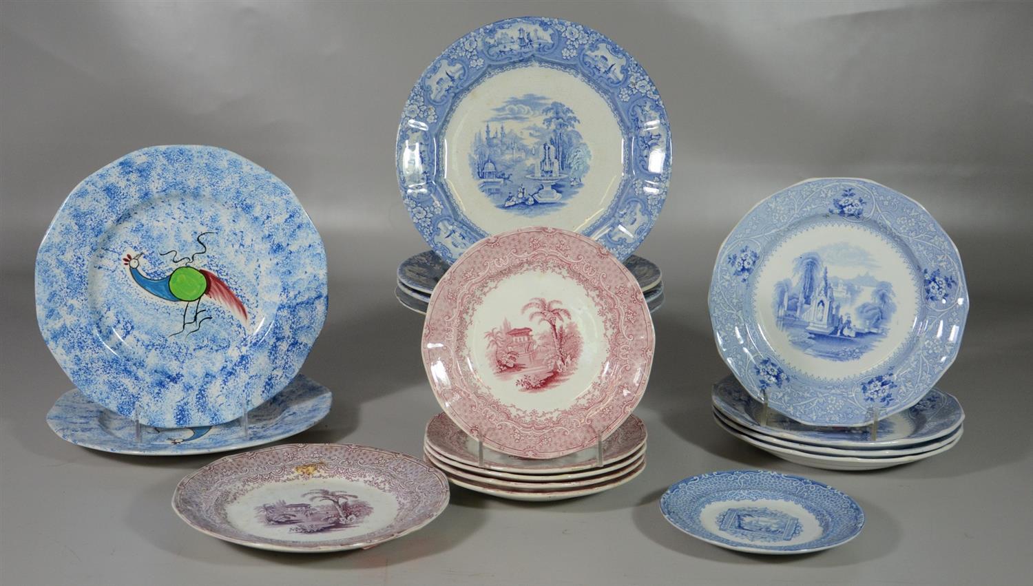 Appraisal: Ironstone plates including Medina Colombia Abbeville Florentine Gipsy and medium