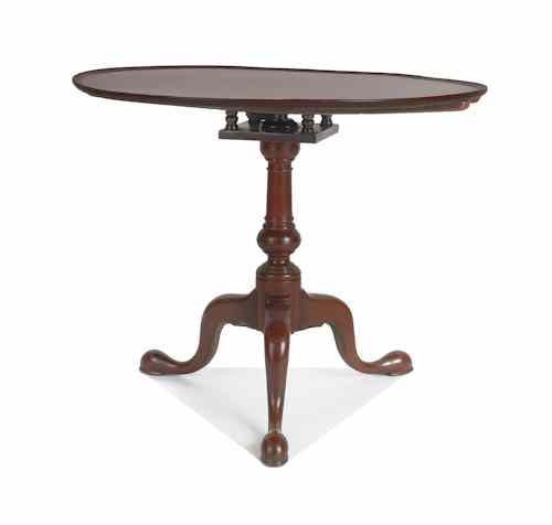 Appraisal: Philadelphia Queen Anne mahogany tea table ca with a suppressed