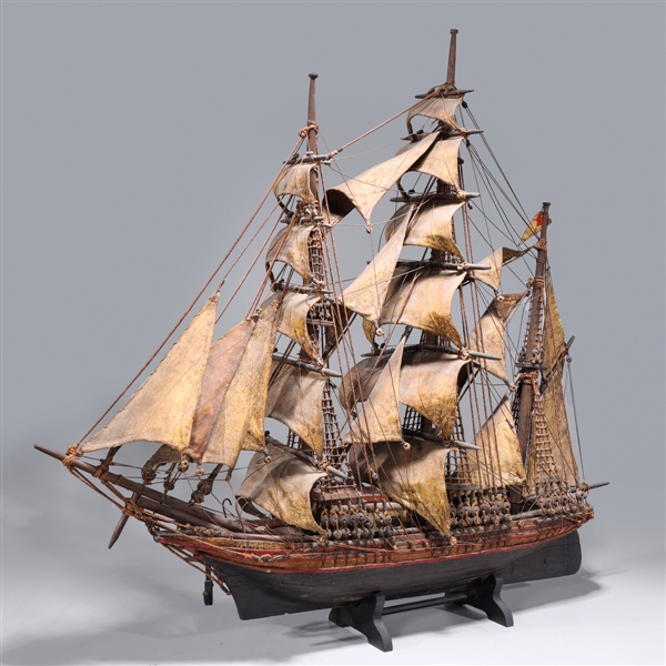 Appraisal: Large and elaborate antique wooden model ship the Maybell either